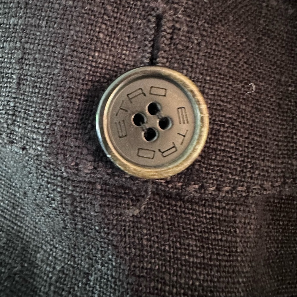 Etro Black Linen Blend Cropped Blazer with Paisley Trim - Picture 6 of 10